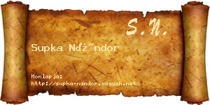 Supka Nándor névjegykártya